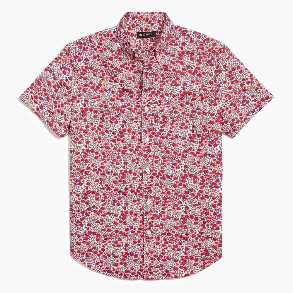 J Crew floral printed slim‎ flex casual short sleeve shirt